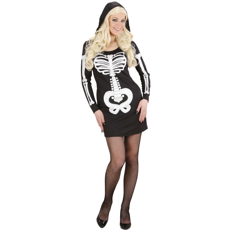Skeleton dead lady costume women with hood S