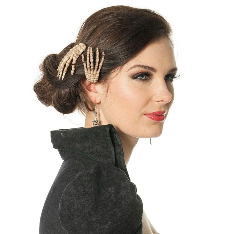 Skeleton Hands hair clips