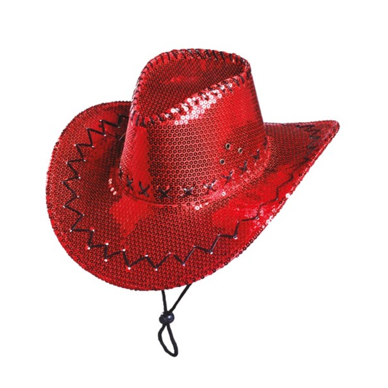 Sparkling sequin cowboy hat red