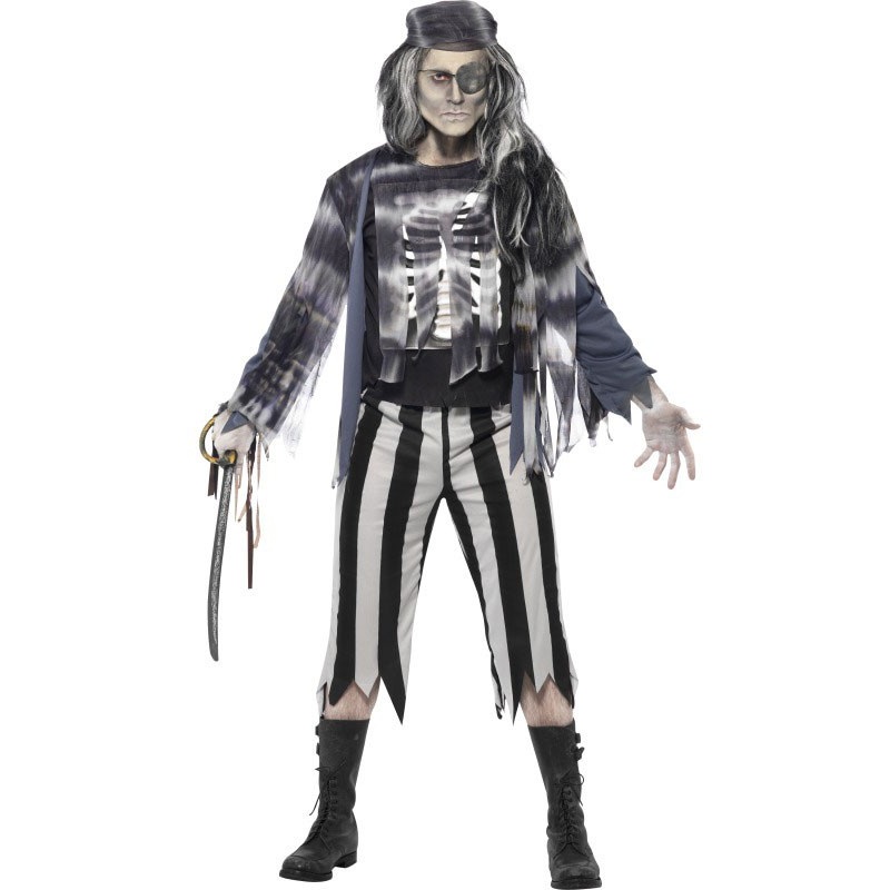 Undead pirate tattered shirt horropirate men costume S