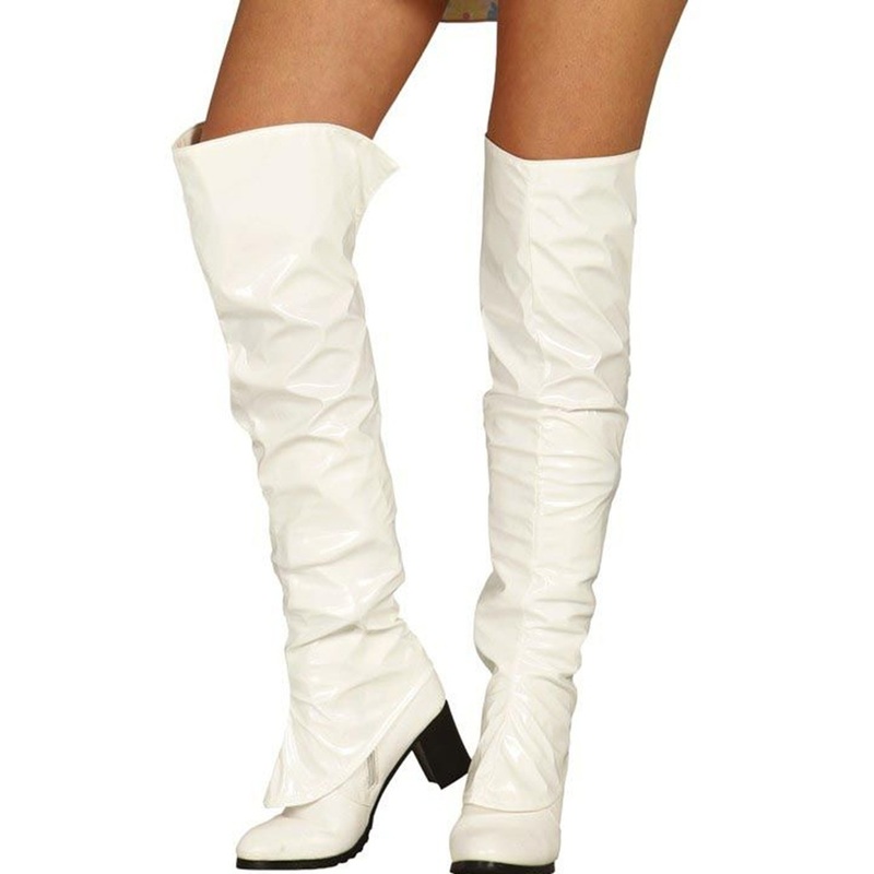 1 pair of white boot warmers for women 63cm