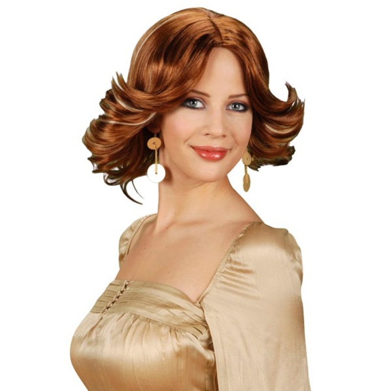70s hair dryer wave ladies wig with highlights