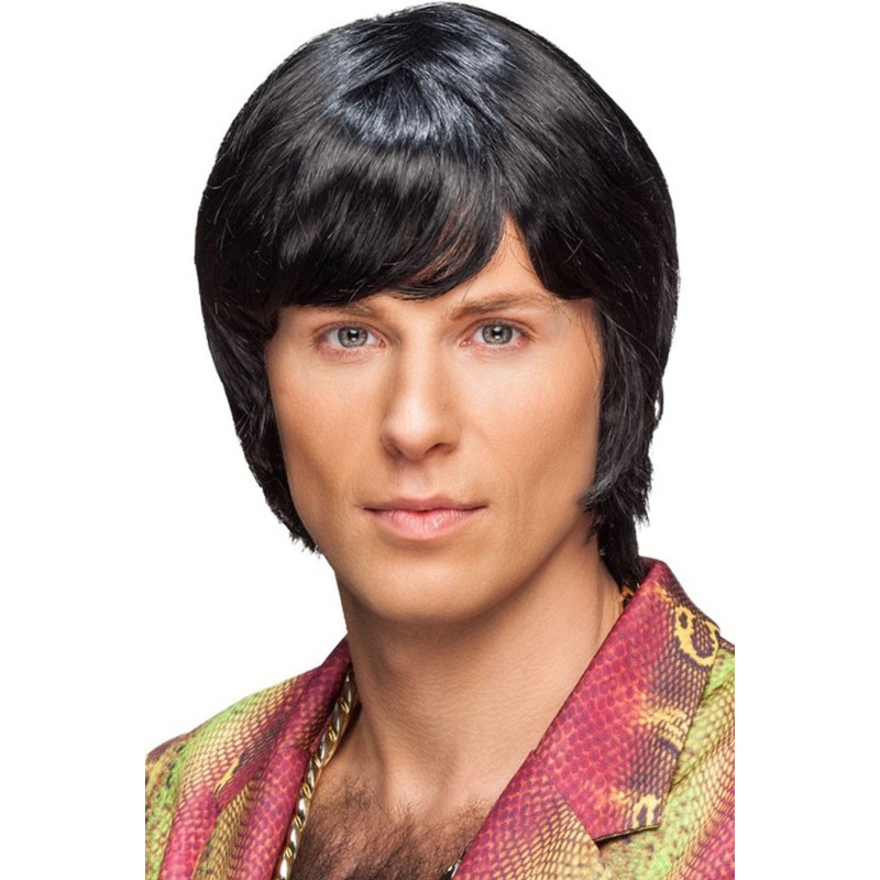70s party boy wig black