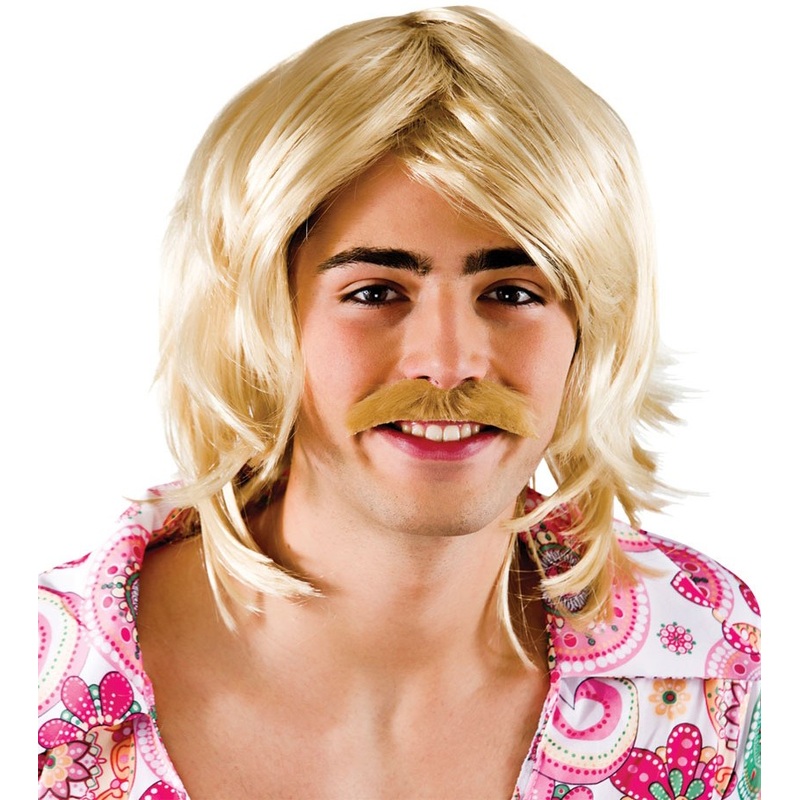 Blonde 70s wig with schnauzer