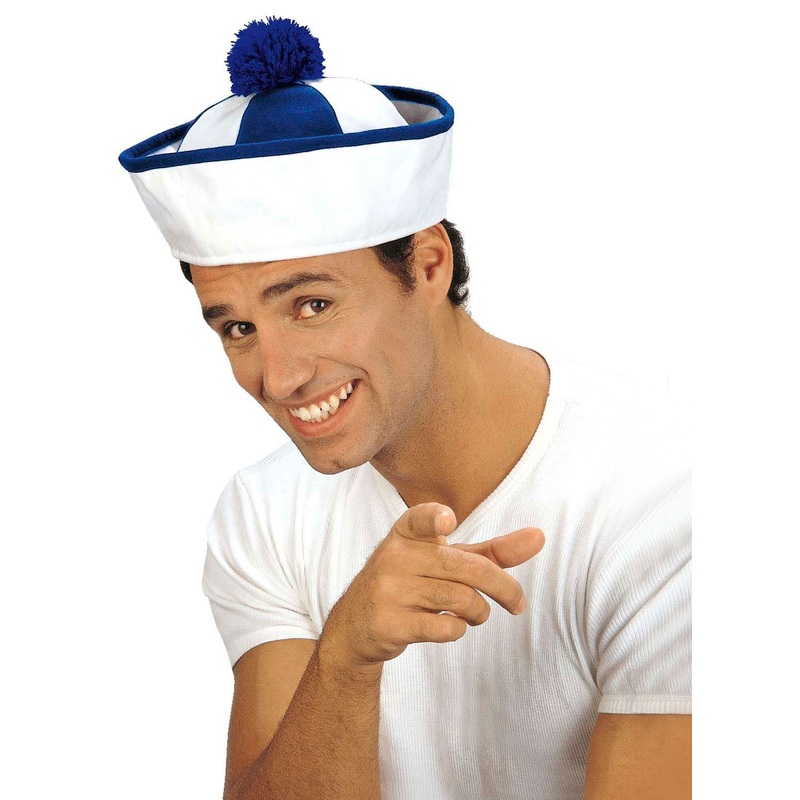 Blue and white striped sailor hat