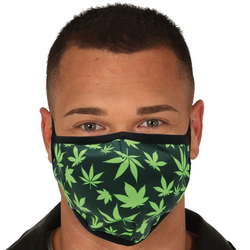 Mouth nose mask hemp leaves