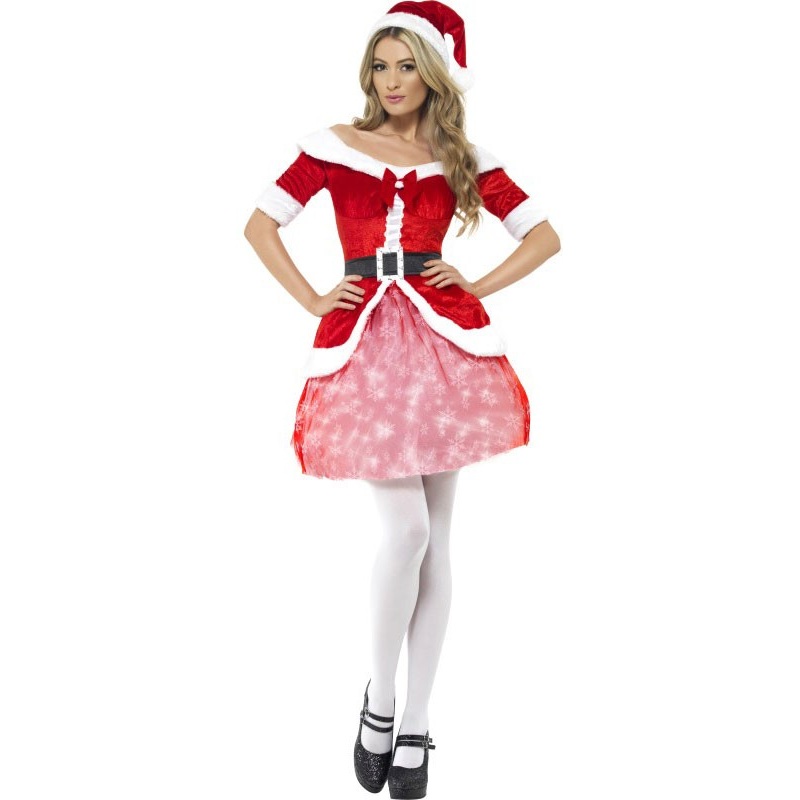 Ms Santa ladies costume with light effect S