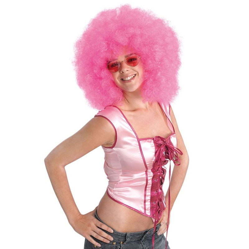 Pink giant afro wig
