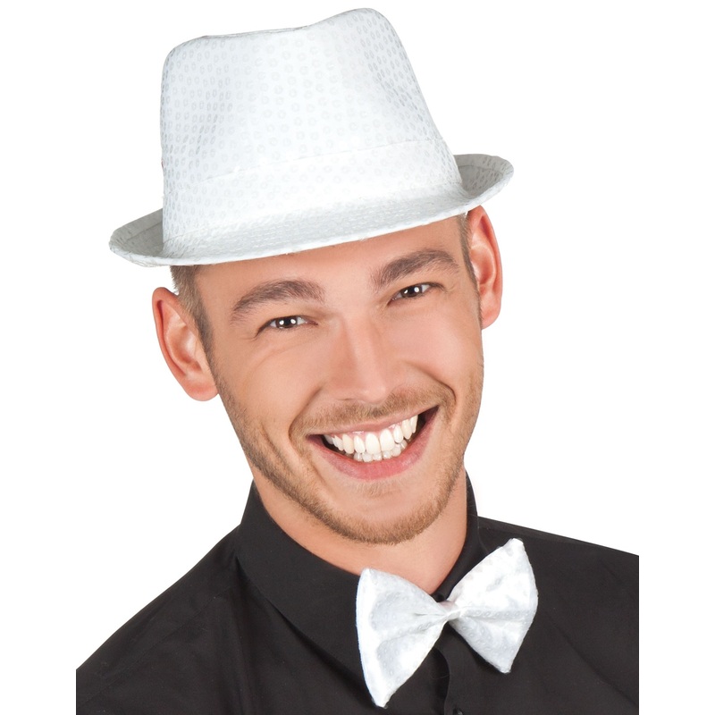 White Deluxe Shine Sequin Bow Tie