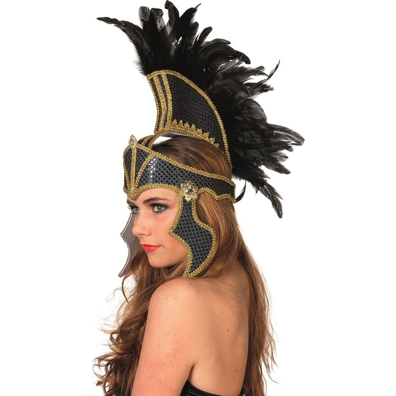 Antique roman helmet with feather headdress