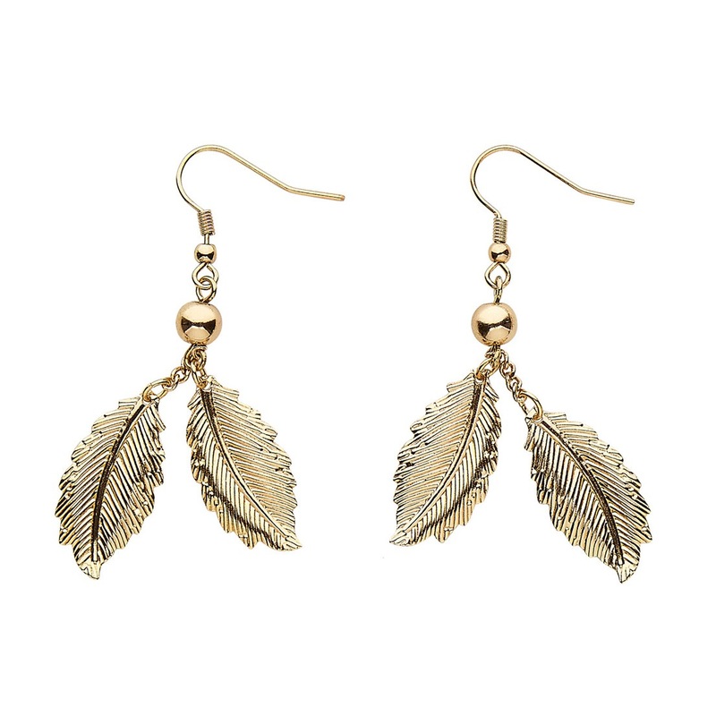 Golden bay leaves earrings