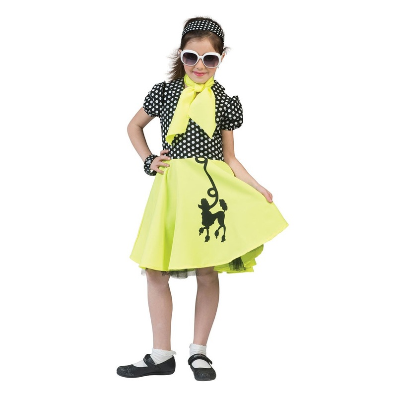 Yellow 50s poodle dress for kids S