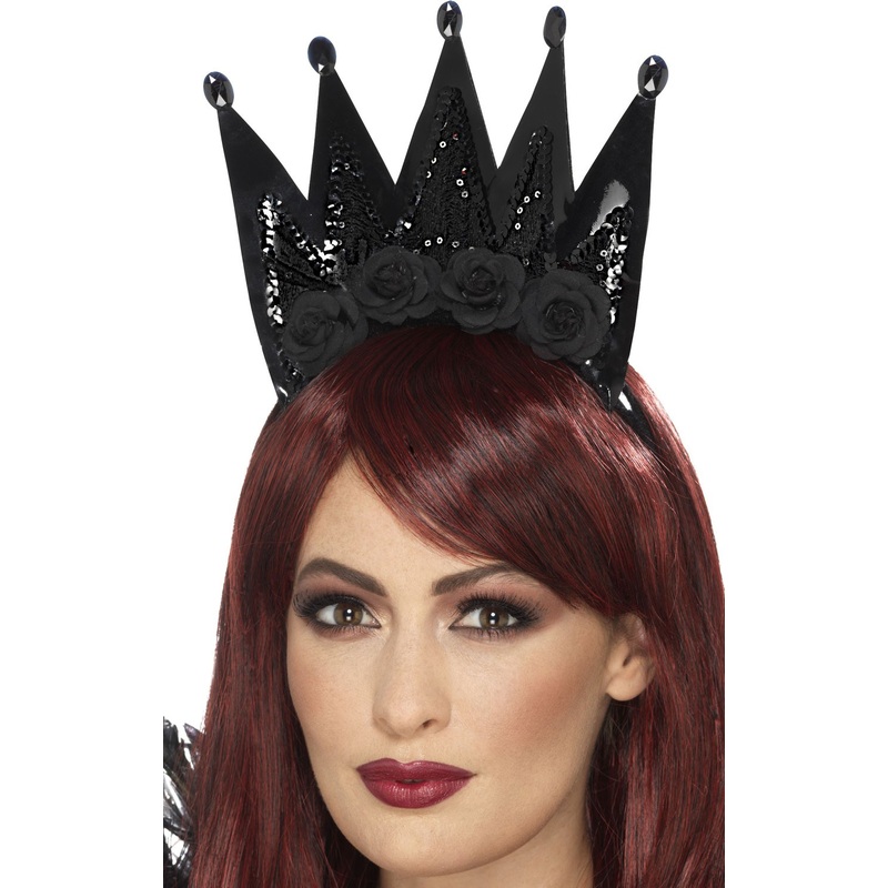 Black crown of roses Miri with sequins on headband