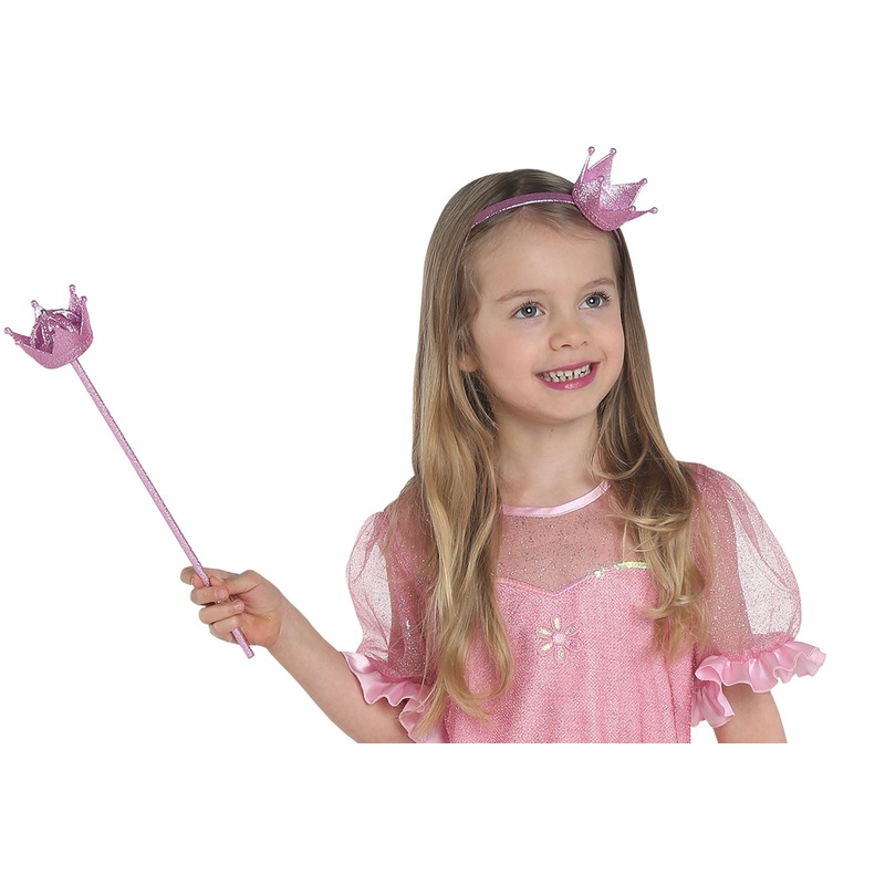 Pink princess wand with crown