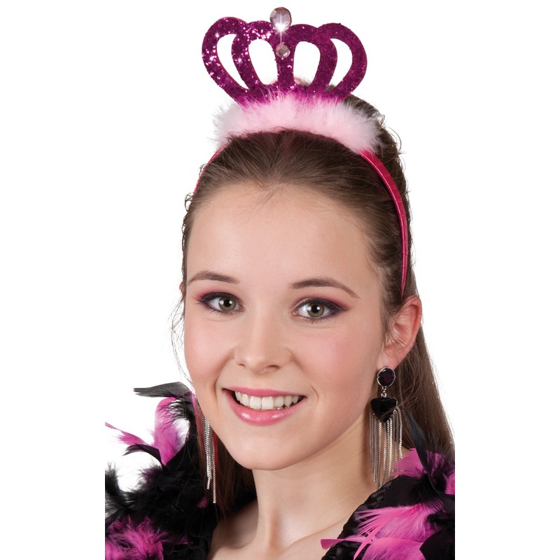Pink sequin headband with crown