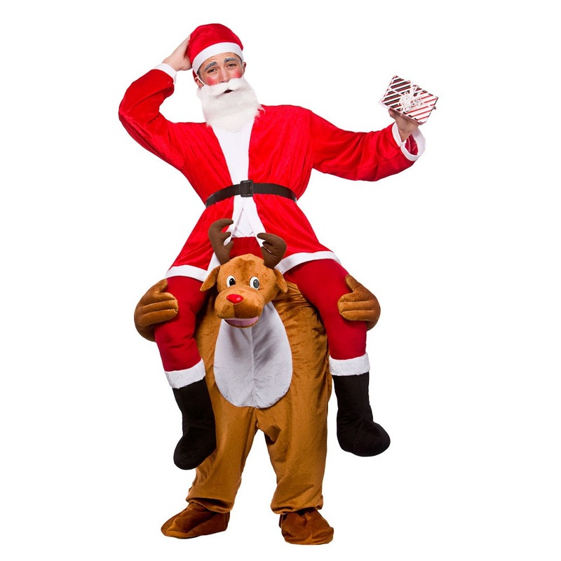 Santa Claus riding piggyback costume