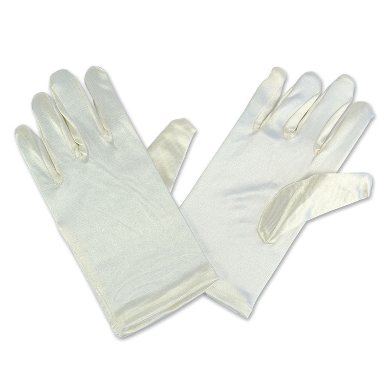 Cream-colored satin gloves for children