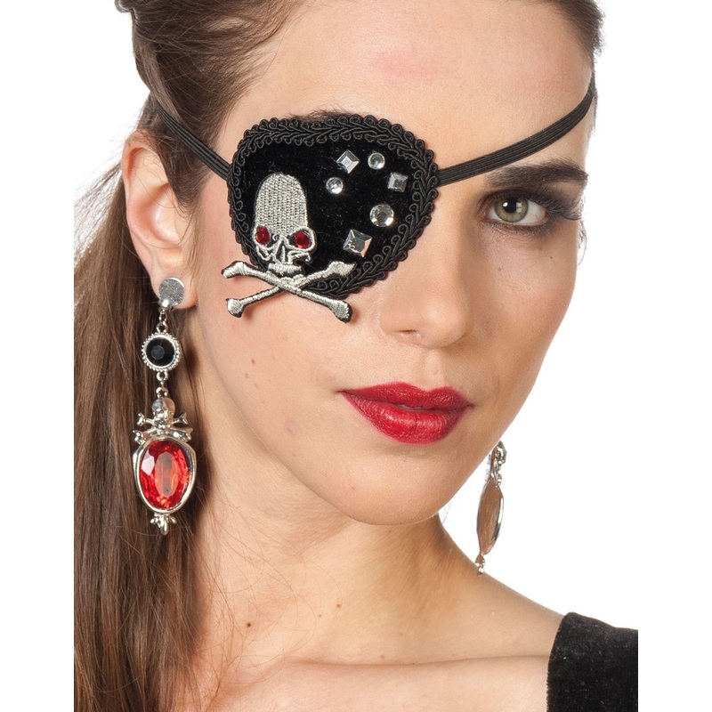 Embroidered eye patch with rhinestones
