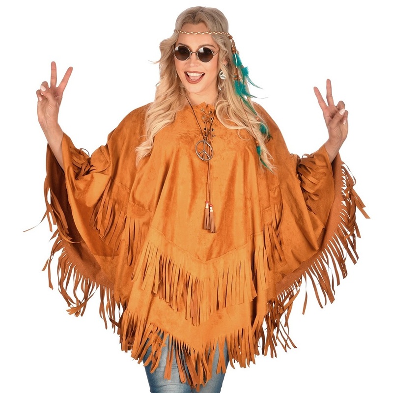 Fringed poncho suede look for women