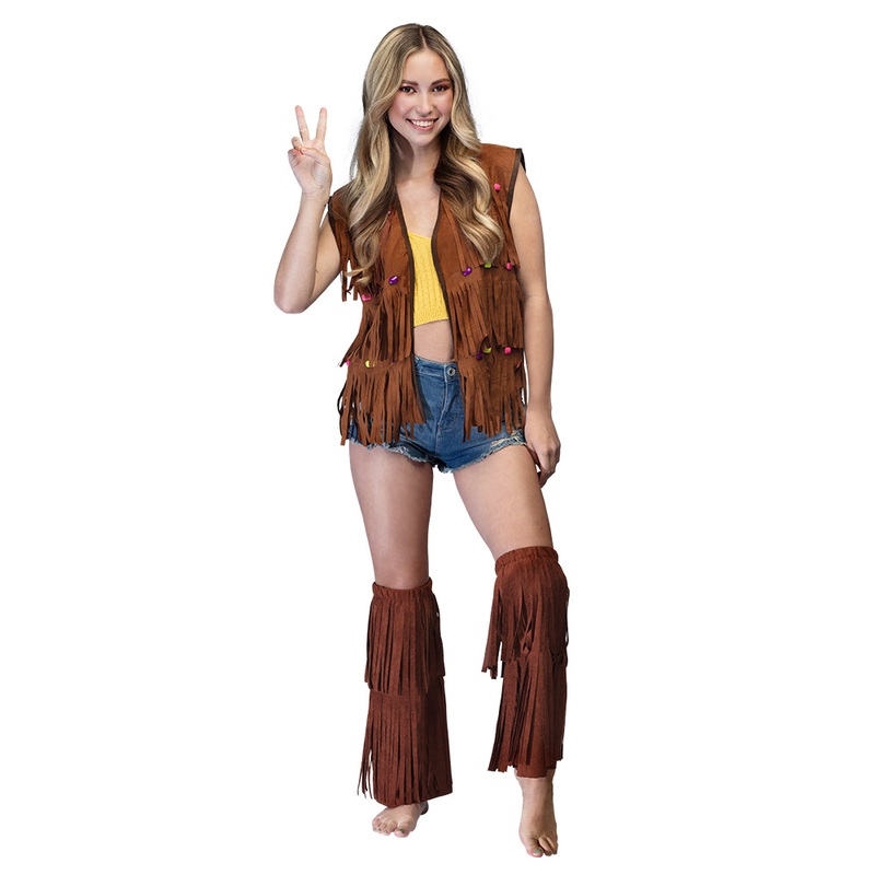 Hippie fringed cuffs brown