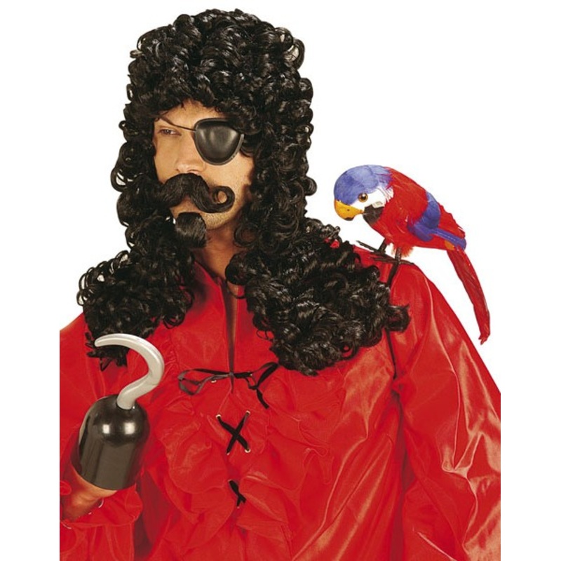Hook pirate wig with schnauzer and beard