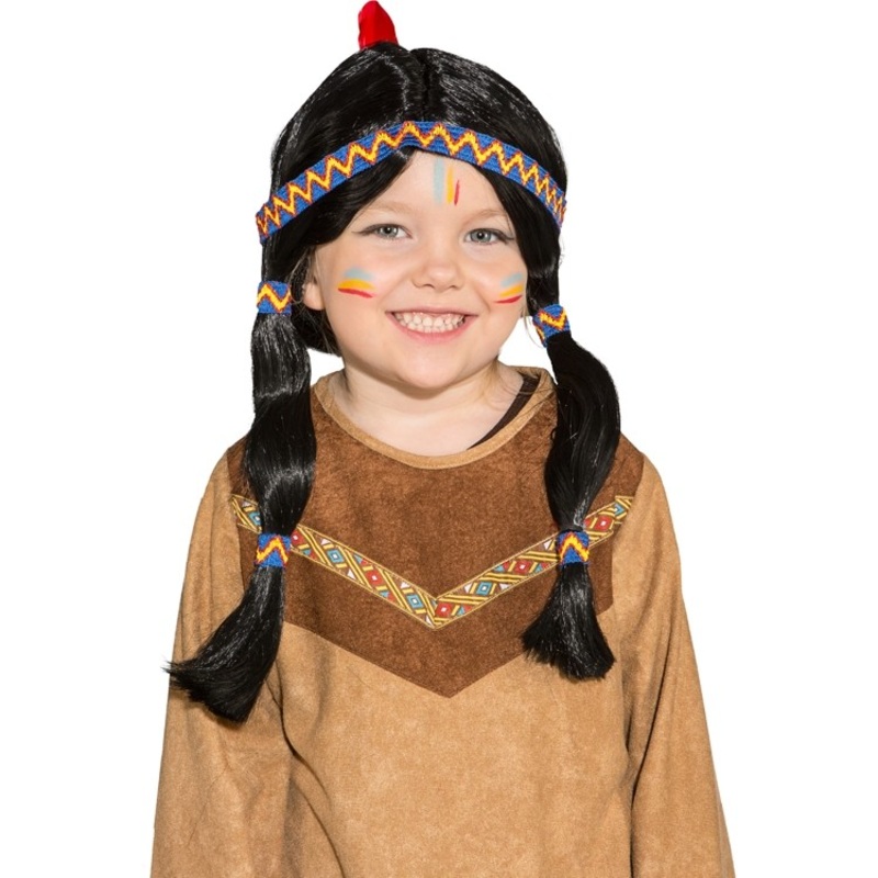 Indian pigtail wig with feather for children