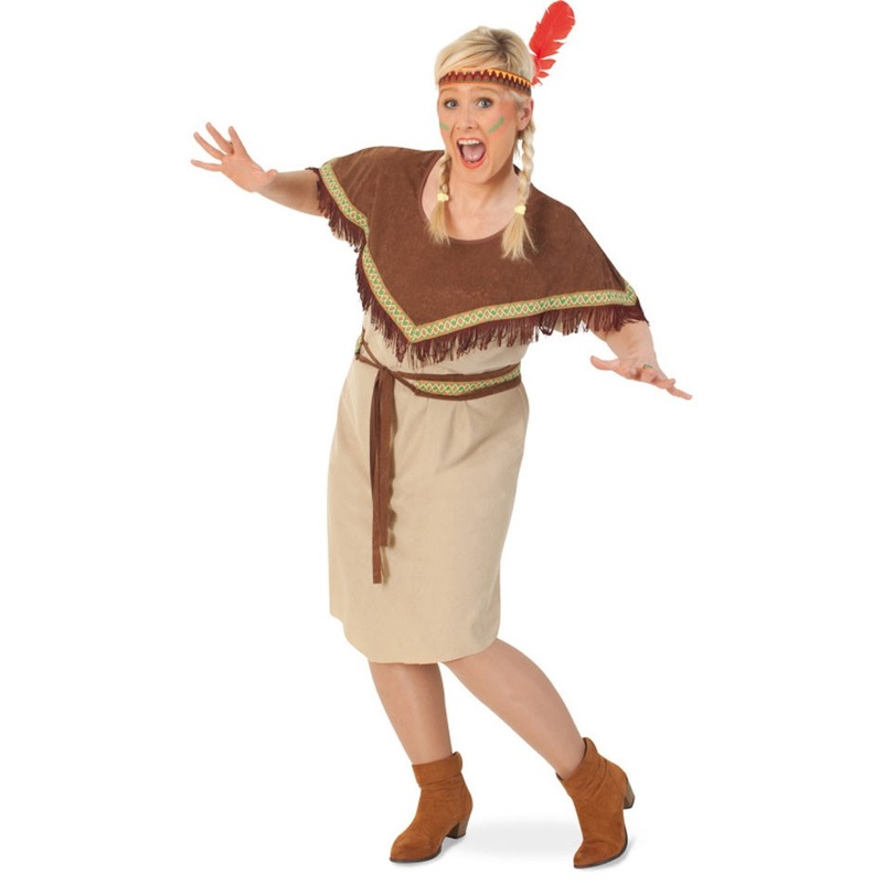 Indian woman red feather costume 46