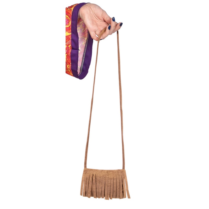 Petite light brown fringed pocket
