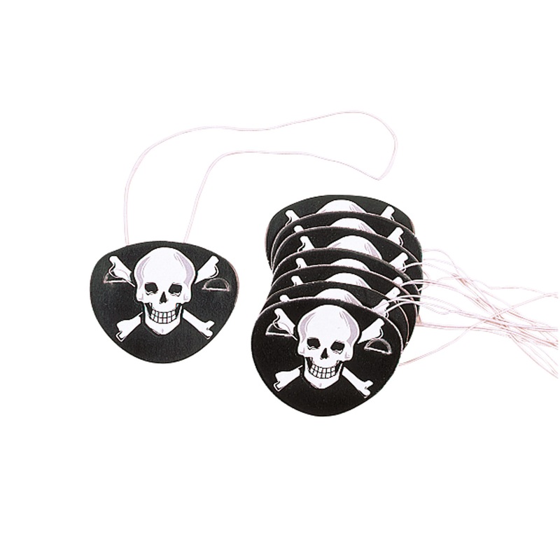 Pirate Captain Old Stinkalot eye patch with skull motif 12 pieces
