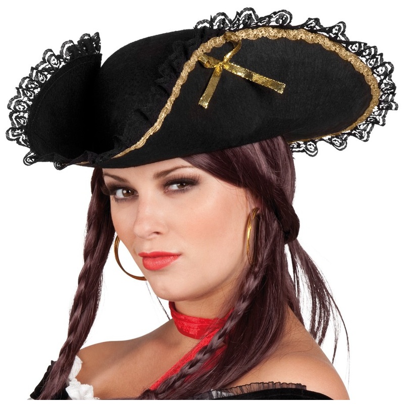 Pirate hat with lace & gold decoration