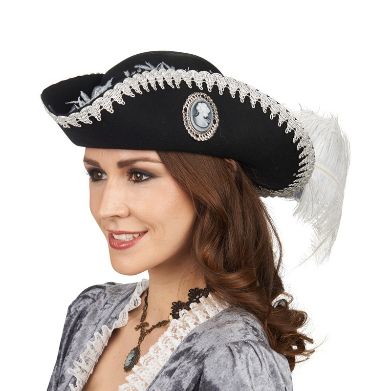 Black feather pirate hat
