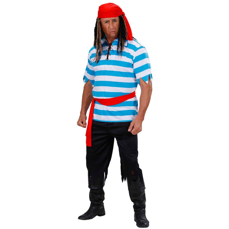 Blue-red striped pirate costume Arnold for men S
