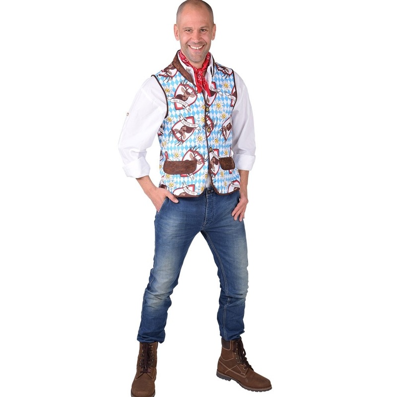 Colorful alpine vests for men with deer motif XS-S