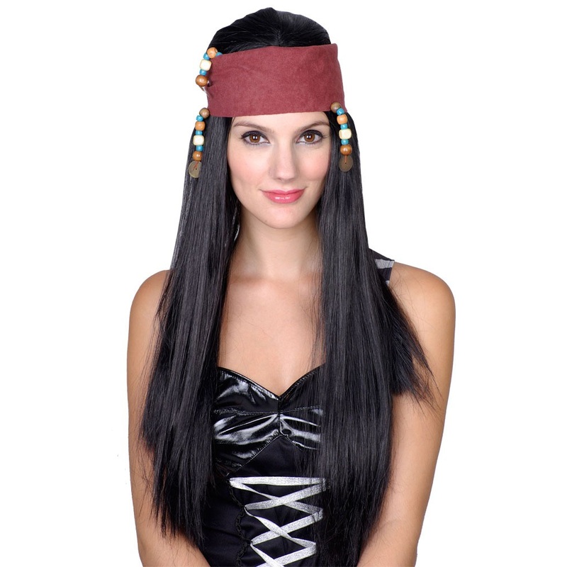 Pirate bride long hair wig black