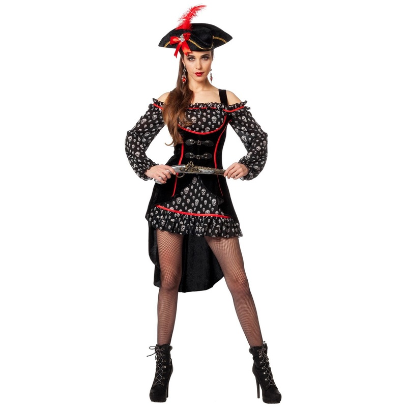 Pirate costume with hat and skull pattern for women 34