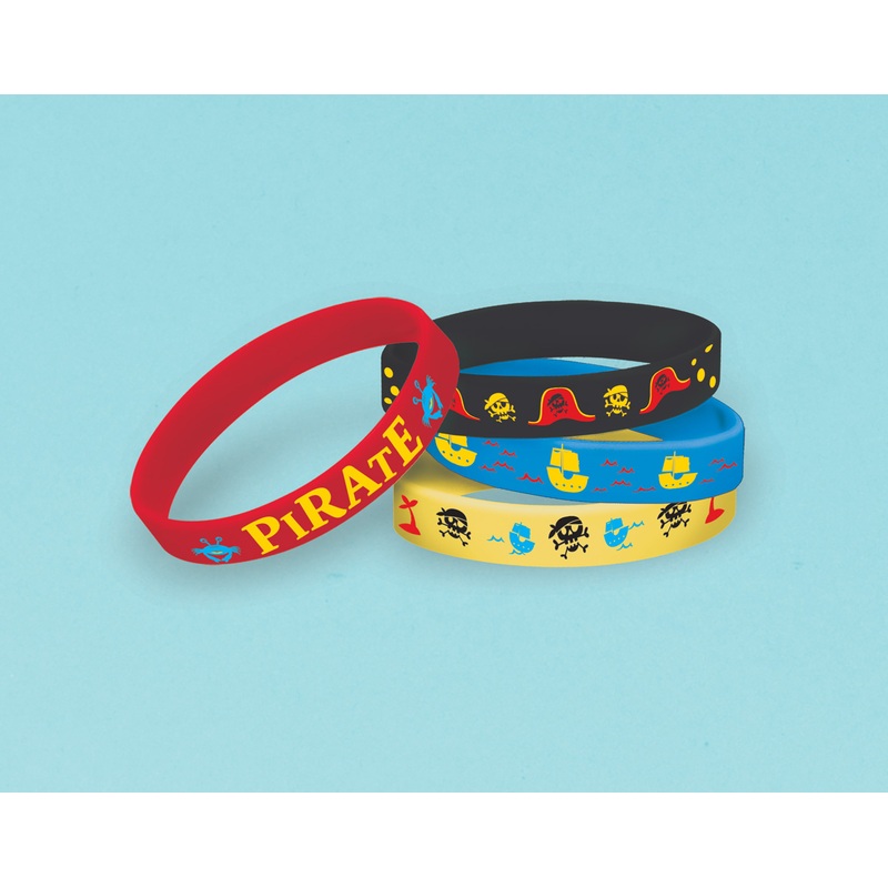 Pirate party rubber bracelet for little sailors 4 pieces