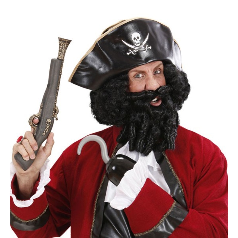 Pirate wig with full beard black