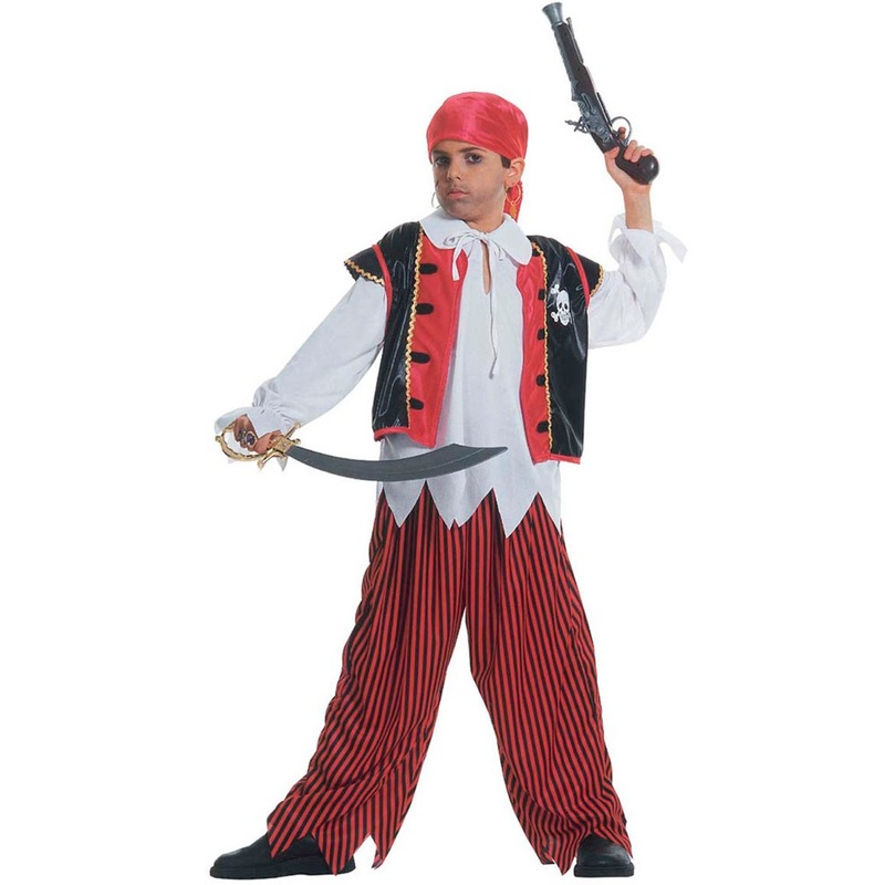 Red pirate bandit child costume 128