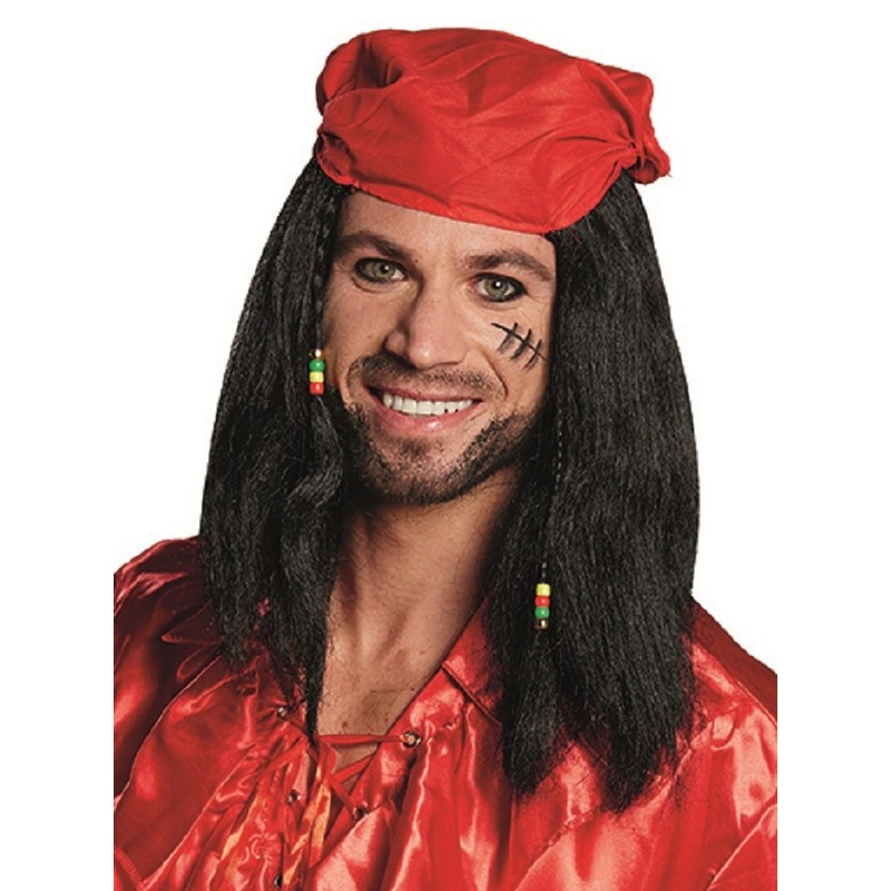 Rose pirate men's wig with headscarf