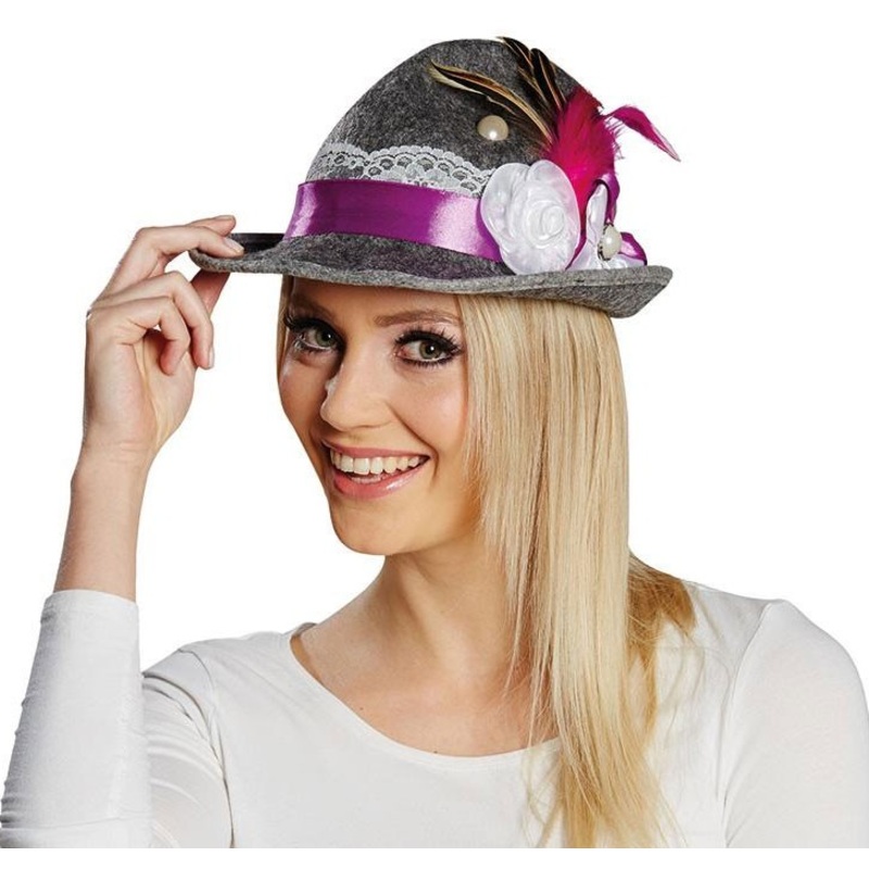 Adorned traditional hat gray