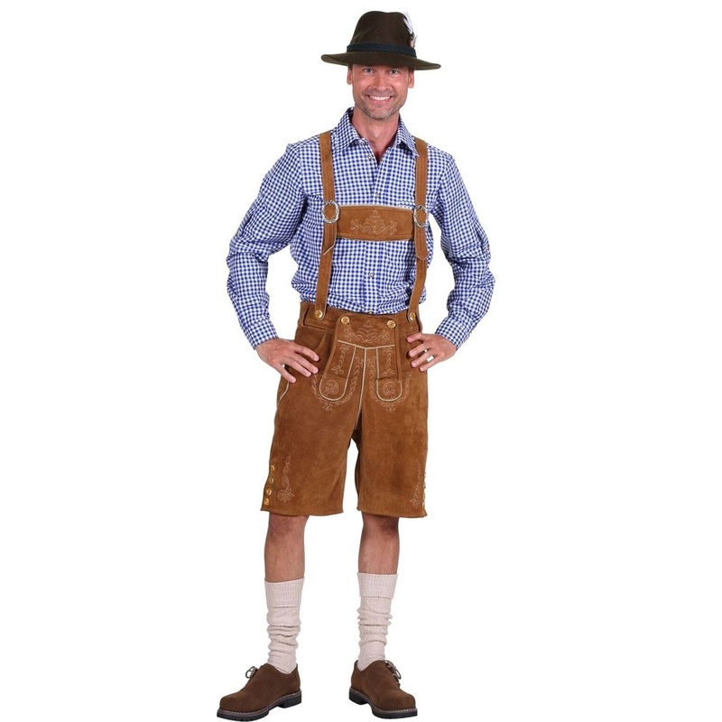 Brown leather traditional trousers Rdiger 46