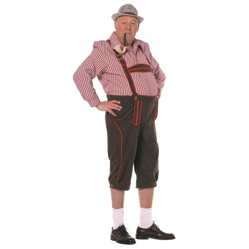 Brown traditional trousers Bertram with suspenders 50