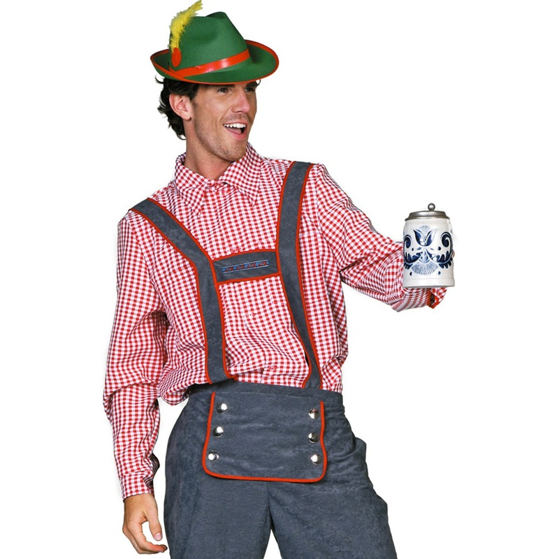 Checkered traditional shirt in red and white 50