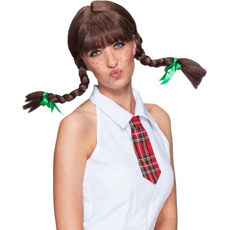 Cheeky school girl wig with plaits