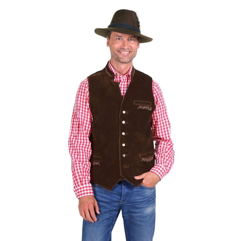 Dark brown leather traditional vest 46