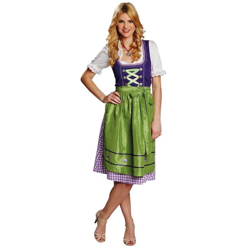 Dirndl check in green-violet 34