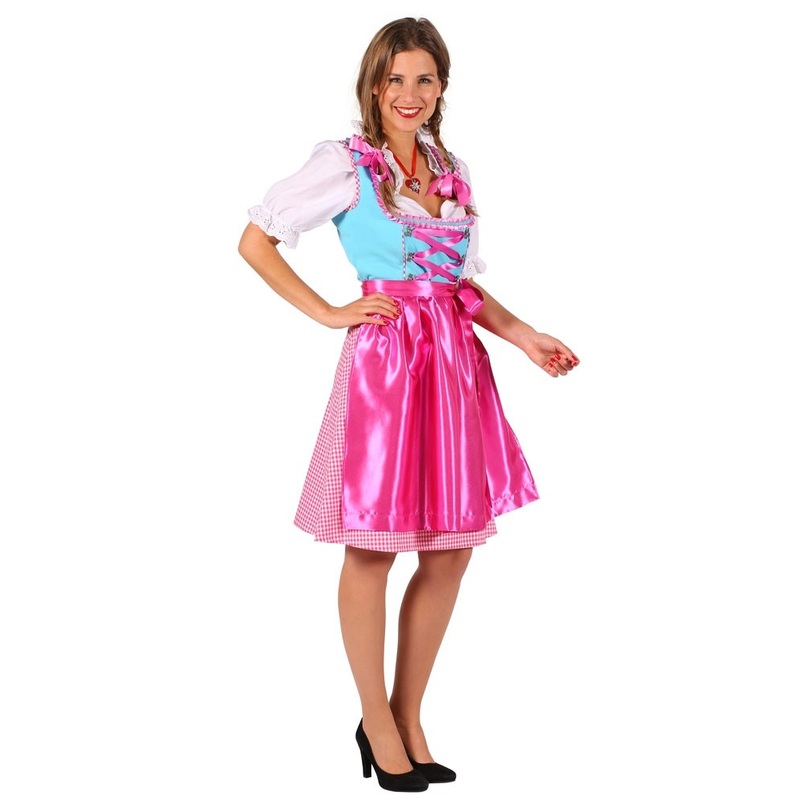 Dirndl costume Melanie in blue-pink 36