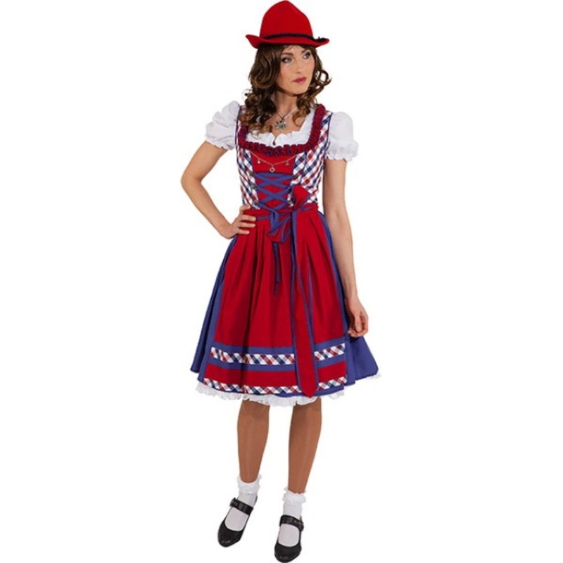 Dirndl Henrietta wine red-blue 36