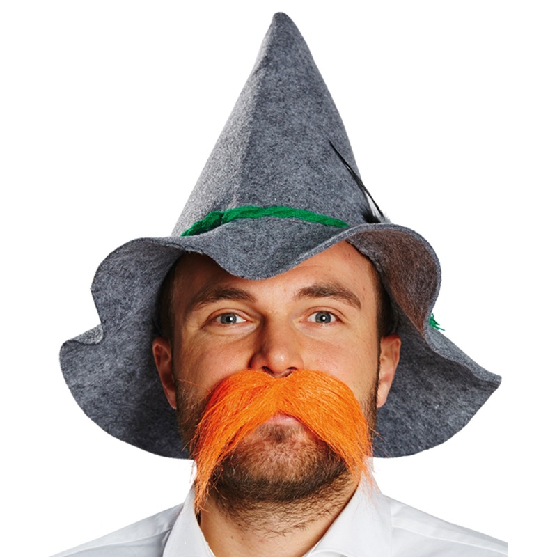 Gray sepple hat with mustache