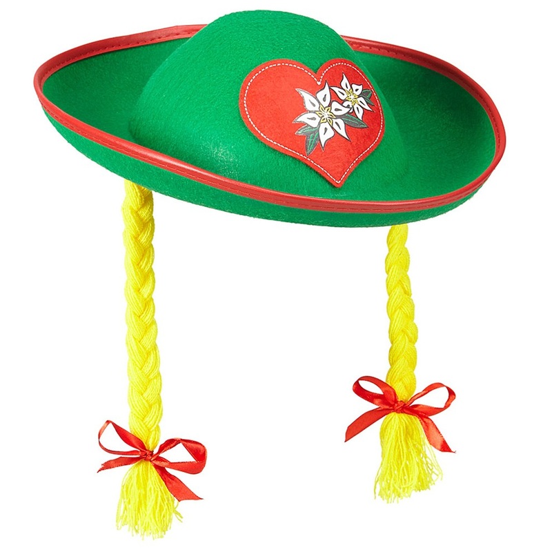 Green Bavarian costume hat with braids
